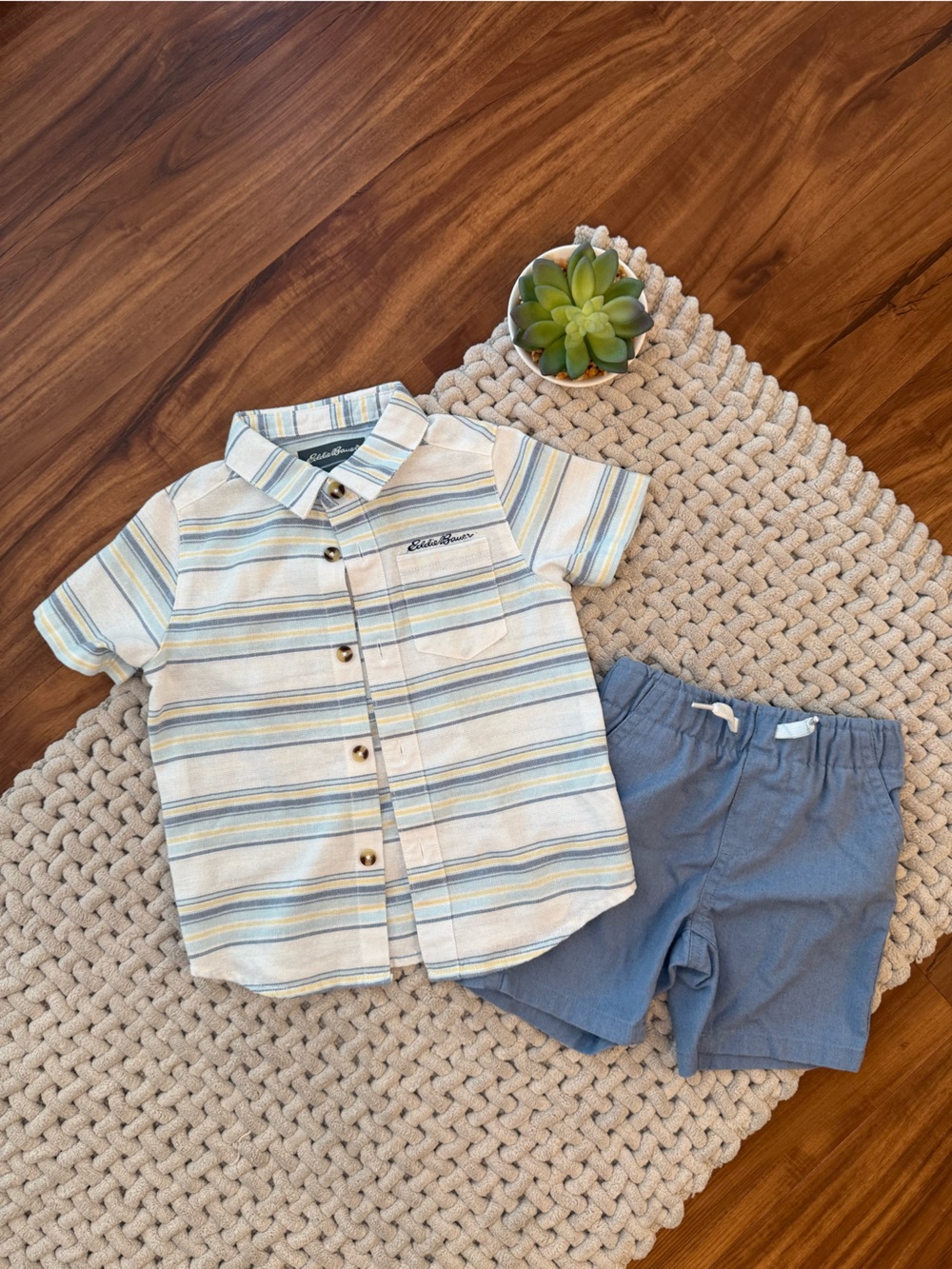 Eddie Bauer | Toddler Matching Polo Shirt and Shorts Set | Blue/White | 2T